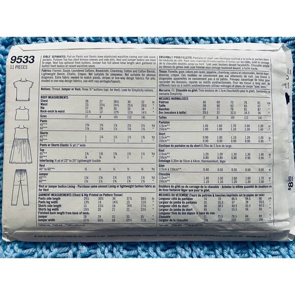 Simplicity Sewing pattern 9533 girls jumper top skirt pant - Picture 3 of 5